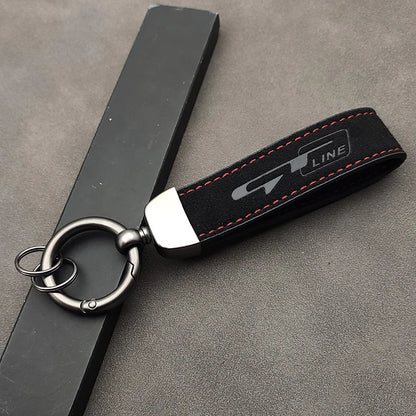 2023 Suede Leather Men Key Chain Rings Luxury Women Car Keychain GT Line Keychain Keyring Accessories