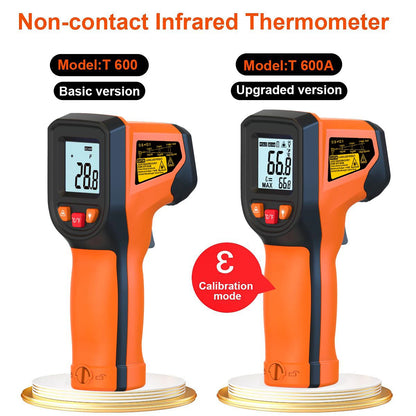 Digital Infrared Thermometer Sensor Handheld Non-contact IR LCD Backlit Display Laser Temperature Gun 600 °C for Household
