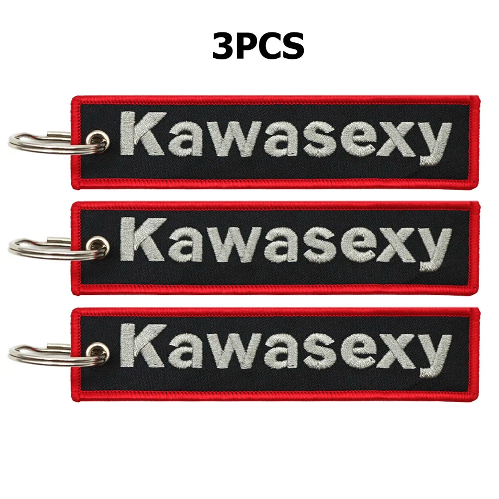 JDM Kawasexy Logo Key Chain For Kawasaki Motocycle Key Ring Cars Keychain Gifts Double Sided Embroidery Fashion Keychain