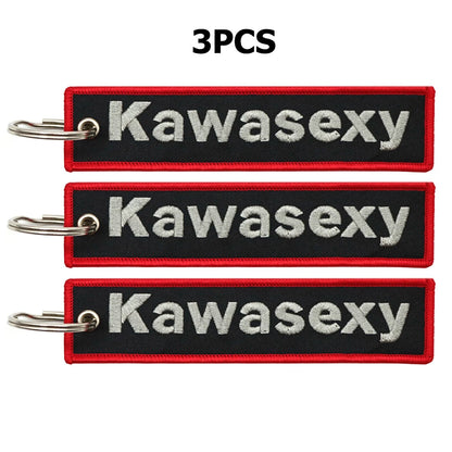 JDM Kawasexy Logo Key Chain For Kawasaki Motocycle Key Ring Cars Keychain Gifts Double Sided Embroidery Fashion Keychain