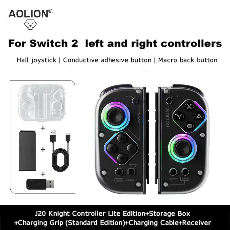 Retro Console Left And Right Aolion J20 Joy-Con Wireless Bluetooth Gamepad for Switch 2/1 PC iOS with Sensory Back Key