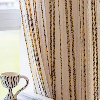 Blue And White Grain Striped Cotton And Linen Curtains, Three-dimensional Texture, Light-transmitting Gauze Curtain