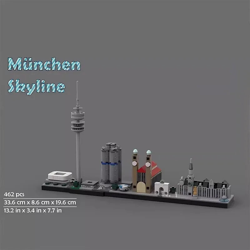MOC Creative City Architecture Street View Building Blocks Kids Puzzle Toys Germany Munich Skyline Model Birthday Gift Ornament
