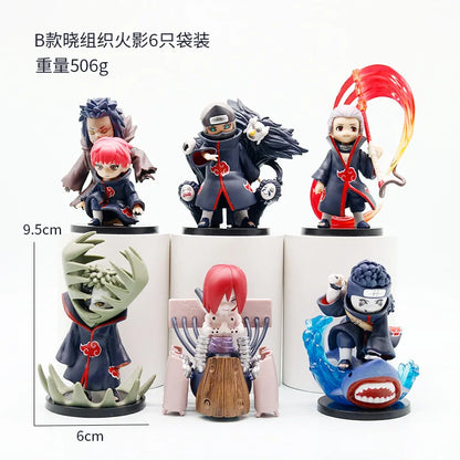 Naruto Akatsuki Organization 6Pcs Figure Set Anime Character Model Toys Bag Packed Desktop Collectible Ornament Gift