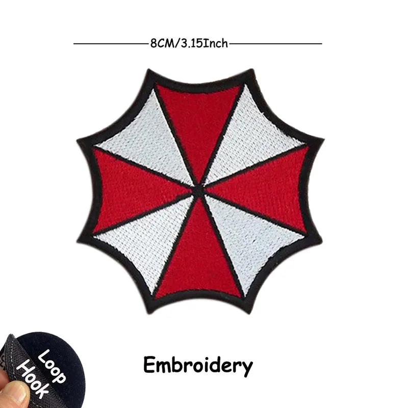 1PC,2PCS/ Umbrella Corporation PVC Rubber Morale Emblem,Biohazard Insignia Applique Embroidered patches,Tactical Backpack Badges