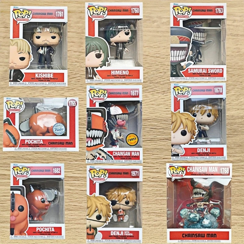 Funko Pop Chainsaw Man Himeno Kishibe Pochita Denji Samurai Sword Vinyl Figure Anime Collectible Model Desktop Ornament Toy Gift