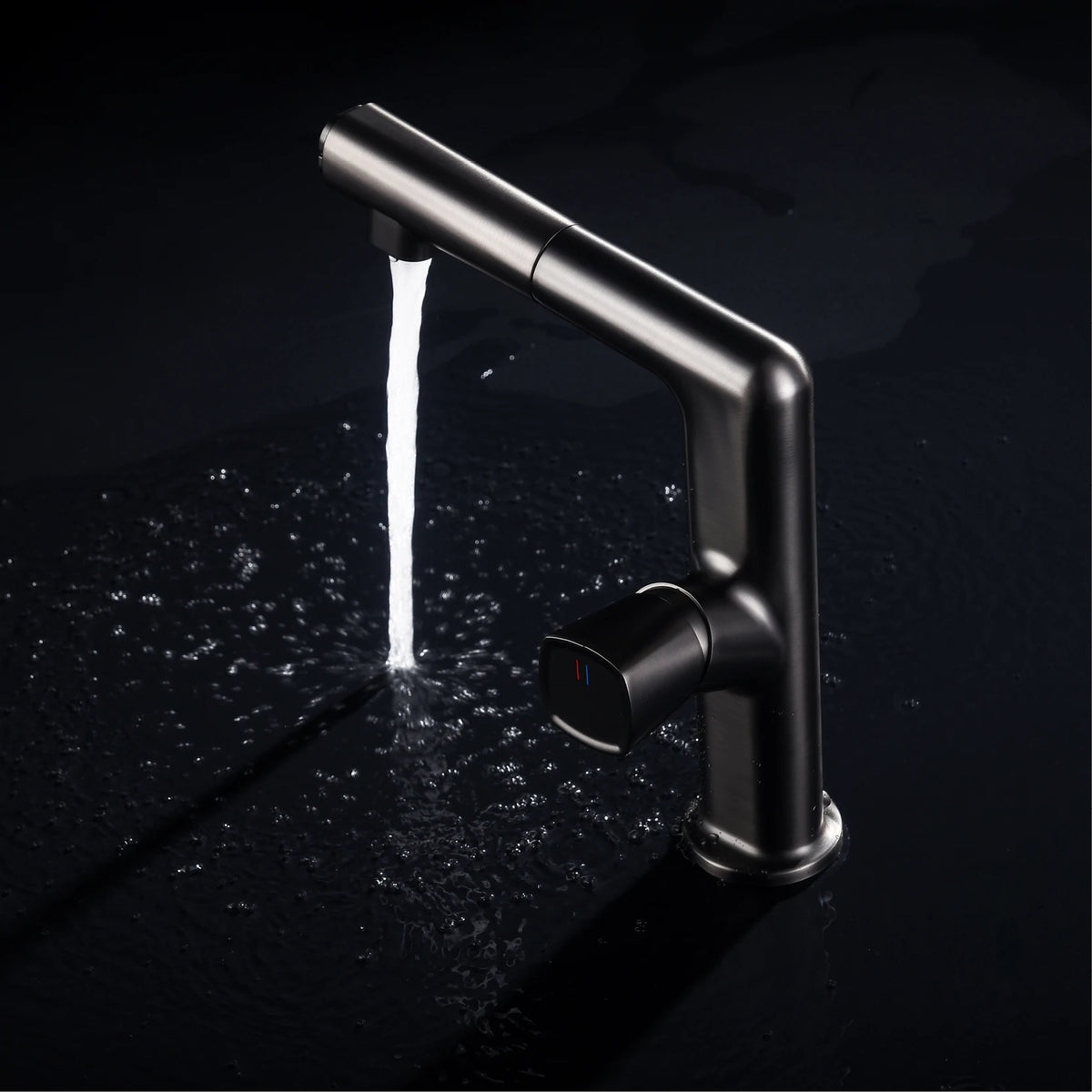 AITANA Luxury Black Bathroom Faucet LED Digital Display Design Simple Single Handle Hot and Cold Water Pullout Basin Mixer