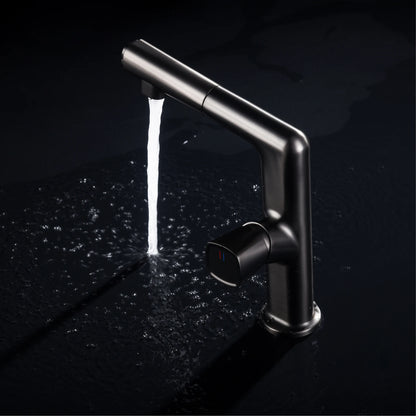 AITANA Luxury Black Bathroom Faucet LED Digital Display Design Simple Single Handle Hot and Cold Water Pullout Basin Mixer