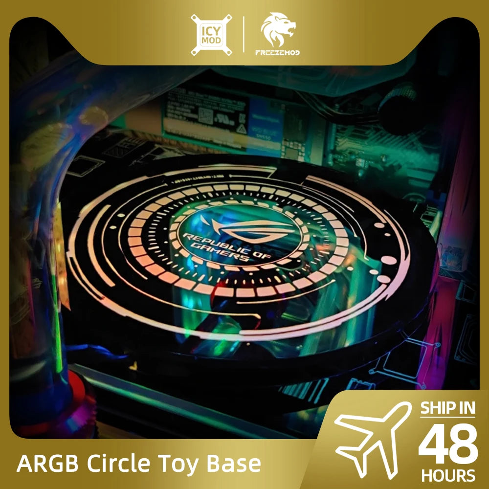 RGB Figure Bottom PC Case Lighting Circle Toy Base A-RGB Chassis Panel 5V3Pin SYNC AURA Gamers MOD ARGB Plate Customizable DIY