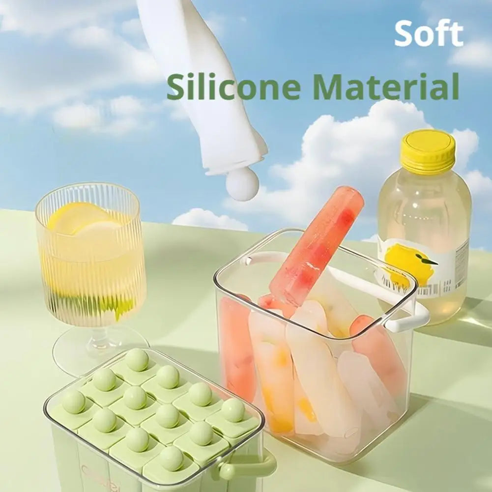 Food Grade Silicone Ice Pop Mold Ice Tray With Lid Handle Diy Juice Coffee Easy Release DIY Popsicle Jelly Frozen Dessert Making