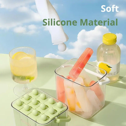 Food Grade Silicone Ice Pop Mold Ice Tray With Lid Handle Diy Juice Coffee Easy Release DIY Popsicle Jelly Frozen Dessert Making