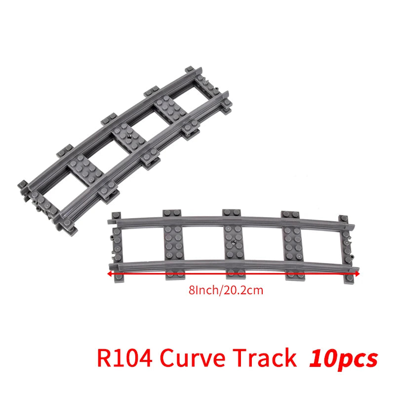 MOC City Bricks Train Flexible Construction Parts Railway Curve Track Building Blocks Model Accessories Compatible with 53401