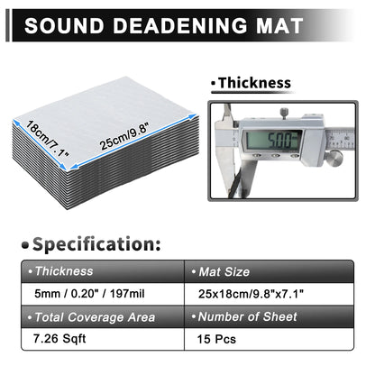 Uxcell 35/25/15pcs Self-Adhesive Sound Deadening Mat for Auto Van Sound Proofing Aluminum Foil Foam Car Thermal Insulator