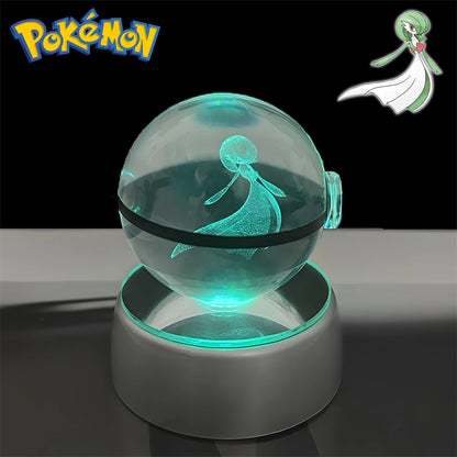 Pokemon 3D Crystal POKE BALL Figure Toys Snivy Dragonair Blastoise Venusaur Milotic Raichu Night Light LED Lamp Base Model Dolls