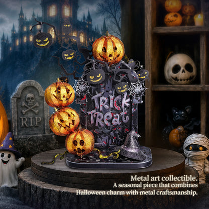 Piececool 3D Metal Model Kits Pumpkin Trick 3D Metal Puzzles for Halloween Decoration Building Blocks Best Gifts