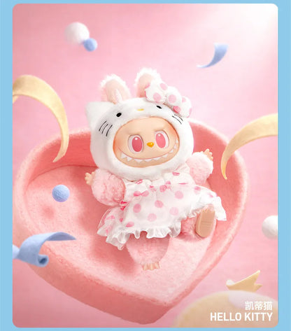 NEW POP MART The Monsters X Sanrio Family Labubu Hello Kitty Kuromi Vinyl Plush Doll Keychain Blind Box Kawaii Toys Kids Gift