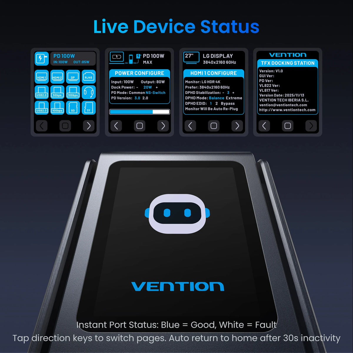 Vention 13 in 1 USB C 8K@30Hz MST Docking Station Smart Screen USB 3.2 10Gbps Adapter Hub for Windows MacBook Pro HP Dell Laptop