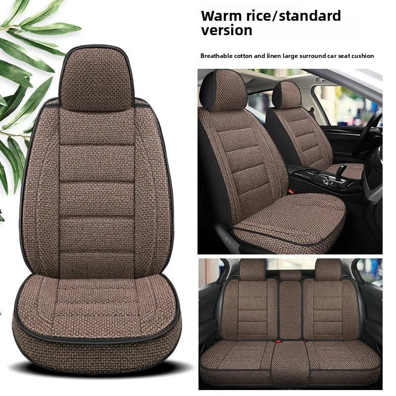 Universal Linen Car Seat Full Cover Breathable Comfortable Flax Sedan SUV Seat Cushion Car Seats Full Cover Protection