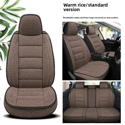 Universal Linen Car Seat Full Cover Breathable Comfortable Flax Sedan SUV Seat Cushion Car Seats Full Cover Protection