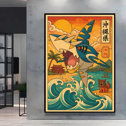 1pc frameless Canvas Paintings Retro Canvas Poster Prints Pokemon Gengar Blastoise Cartoon Character Picture Wall Art Home  Chil