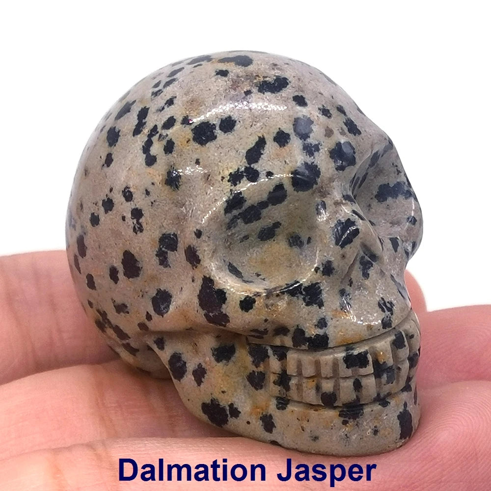Wholesale 1.5" Natural Stones Crystal Skull Statue Amethyst Quartz Tiger Eye Carved Ore Mineral Crystals Figurine Home Decor