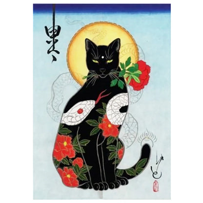 Japanese Ukiyo-e Tattoo Cat Noren Door Curtain Printed Doorway Curtain Kitchen Bedroom Entrance Decoration Hanging Half-Curtains