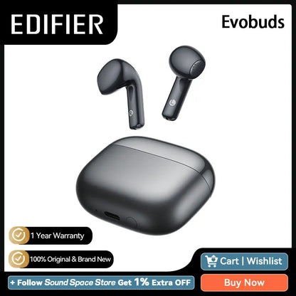 Edifier Evobuds True Wireless Earbuds Bluetooth Earphone with AI Voice Bluetooth 6.1 Hi-Res IP54 Translation Noise Cancelling