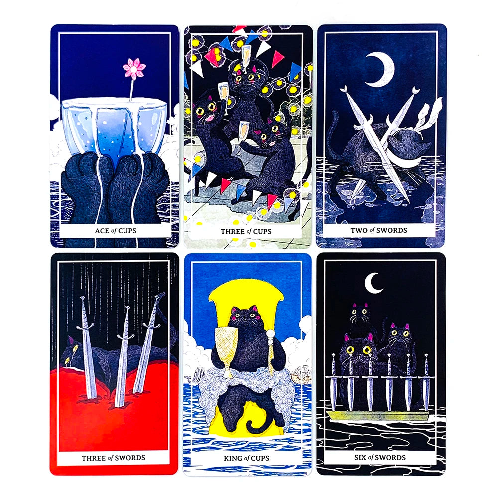 New Black Cat Tarot Deck 78PCS Cat-Themed Tarot Cards Meditation Divination Edition Deck Borad Game Party Games For Cat Lovers