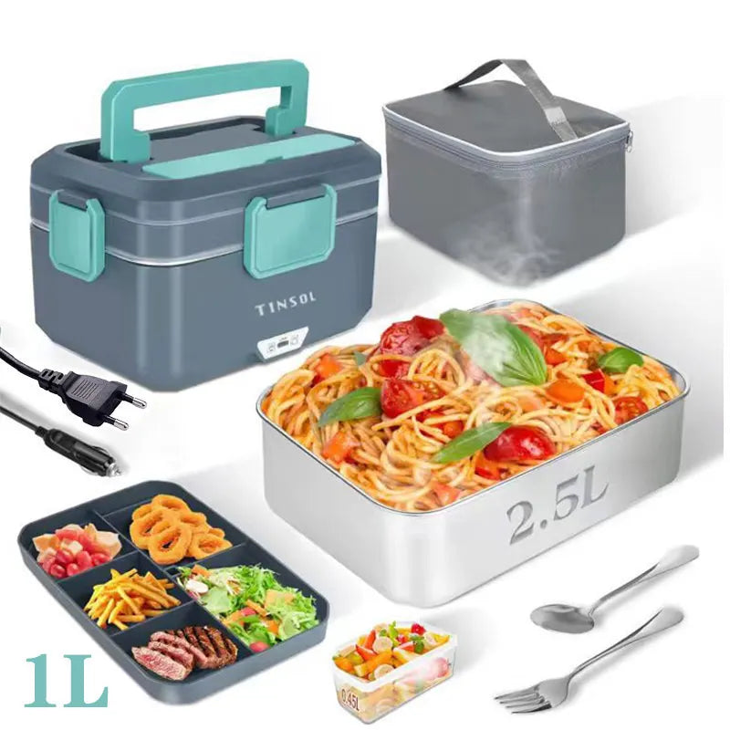 TINSOL New 3.5L Electric Lunch Box 90W Portable Food Heater Suitable for Car or Home Leak-proof Lunch Heating Microwave