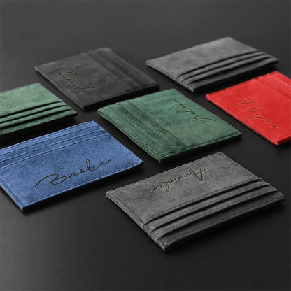 Customizable 3D Laser Engraved Name Personalized Women Men Wallet PU Faux Leather Fashion Design Simple Lightweight Card Wallet