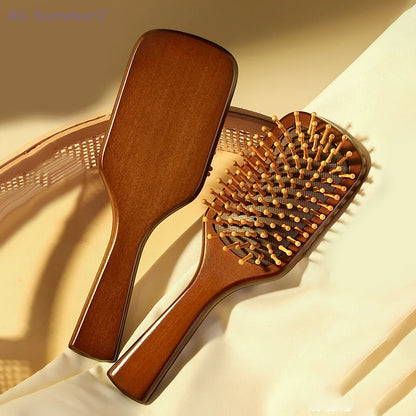 1Pcs Natural Sandalwood Massage Brush Soft Cushion Round Smooth Hair Comb Teeth For Scalp Health