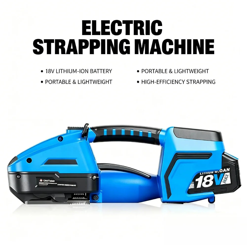 18V Electric Strapping Machine Cordless Automatic Friction Welder Tensioner Packing Tool for PP PET Band Logistics Warehouse