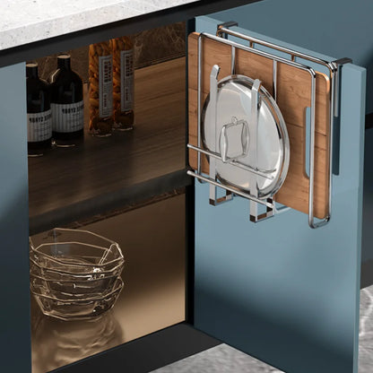 304 Stainless Steel 2 Layer Kitchen Rack Punch-free Cabinet Storage Holder for Cutting Board Towel Cup