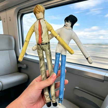 24CM Anime Death Note L & Yagami Light Bendable Abstract Doll, Freely Poseable Joint Figure, Travel Buddy Plush Decor Toy