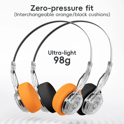 Transparent Wireless Headphones Bluetooth Headset with Fidget Button, Translucent Stereo with Build-in MIC for Android and iOS