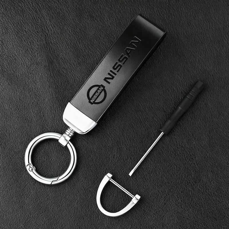 Vintage Leather Car Keychain Key Ring Pendant Fit For Nissan Sylphy N7 Qashqai J10 J11 Note Teana Navara Juke GTR 350Z Patrol Ti