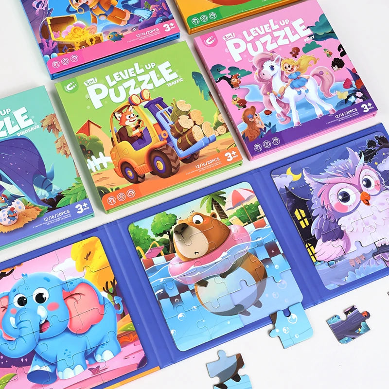 New Kids Magnetic Jigsaw Book Puzzle Game Baby Early Learning Animal Fruit Traffic Cognition Educational Toy Gifts for Children