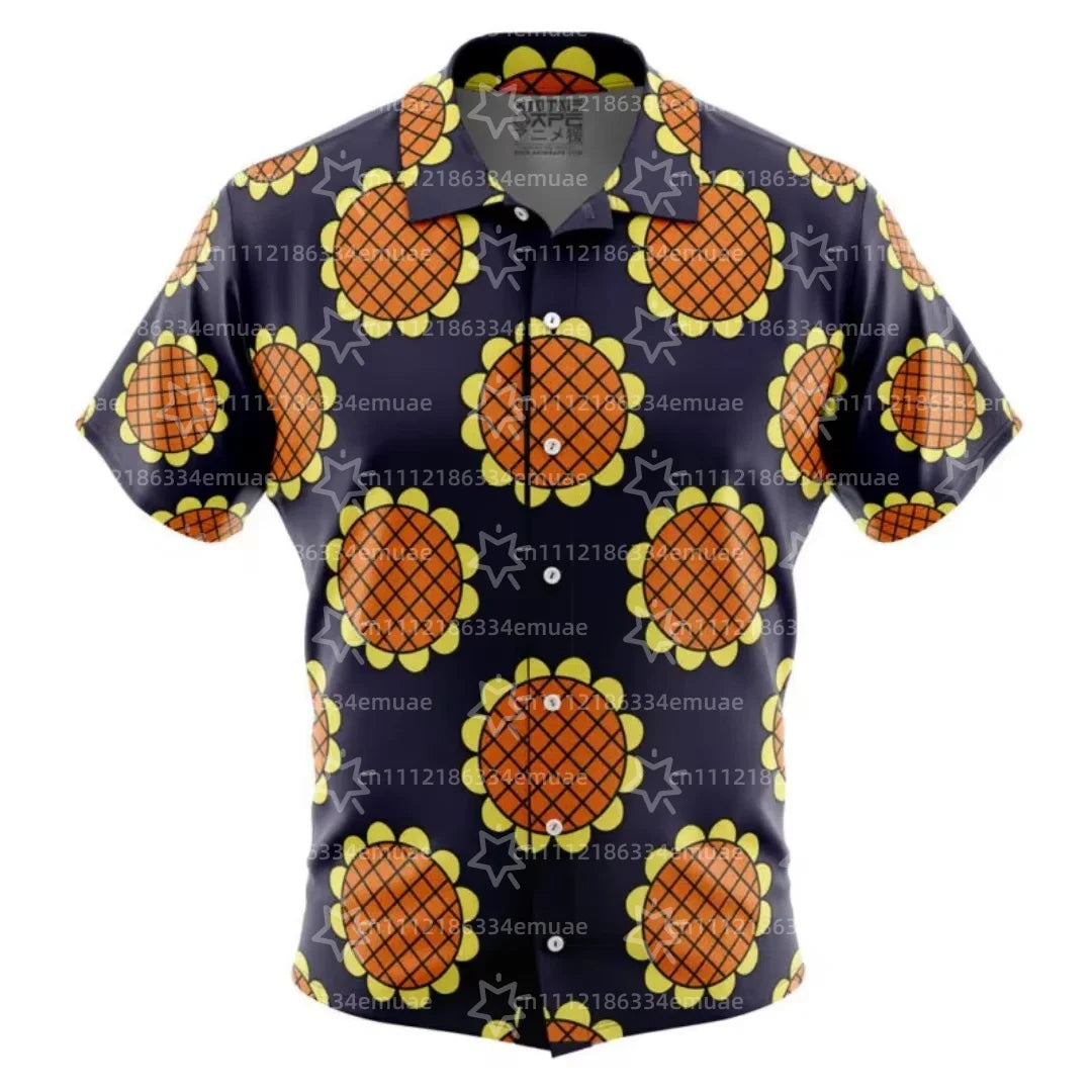 2026 Doflamingo Pattern One Piece Button Up Hawaiian Shirt Sports Dry Quickly Men's Shirt Children's Clothing Tee Top Y2k Woman