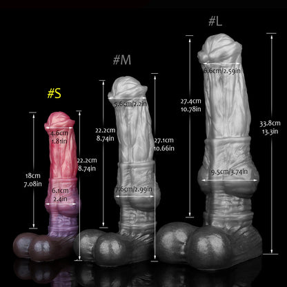FAAK Colorful Silicone Ribbed Fantasy Horse Knot Dildo with Suction Cup Anal Sex Toys Soft Girthy Huge Fake Penis for Women