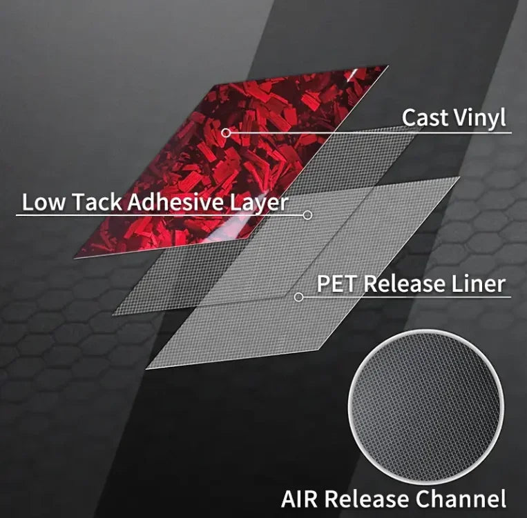 High Glossy Red Crystal Forged Carbon Fiber Vinyl Film Self-Adhesive Wrap Foil for Car Motorcycle Hood Sticker Decal Auto Access