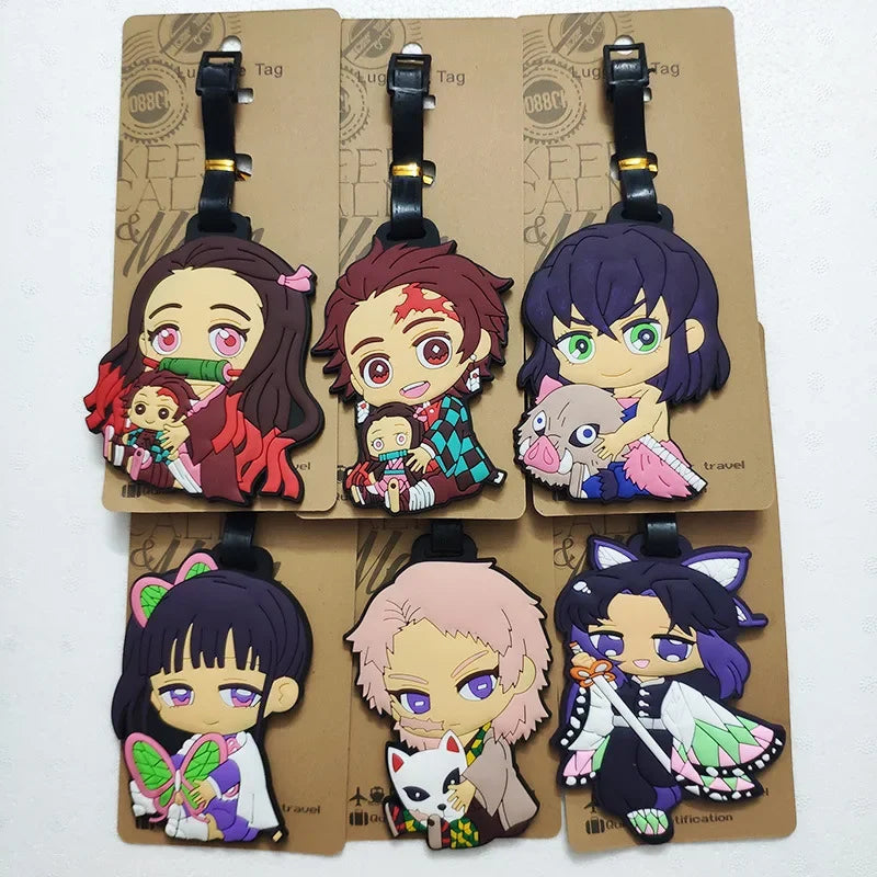 Popular "Demon Slayer" luggage tags, cartoon character design, flat mouth, easy to use, made of PVC