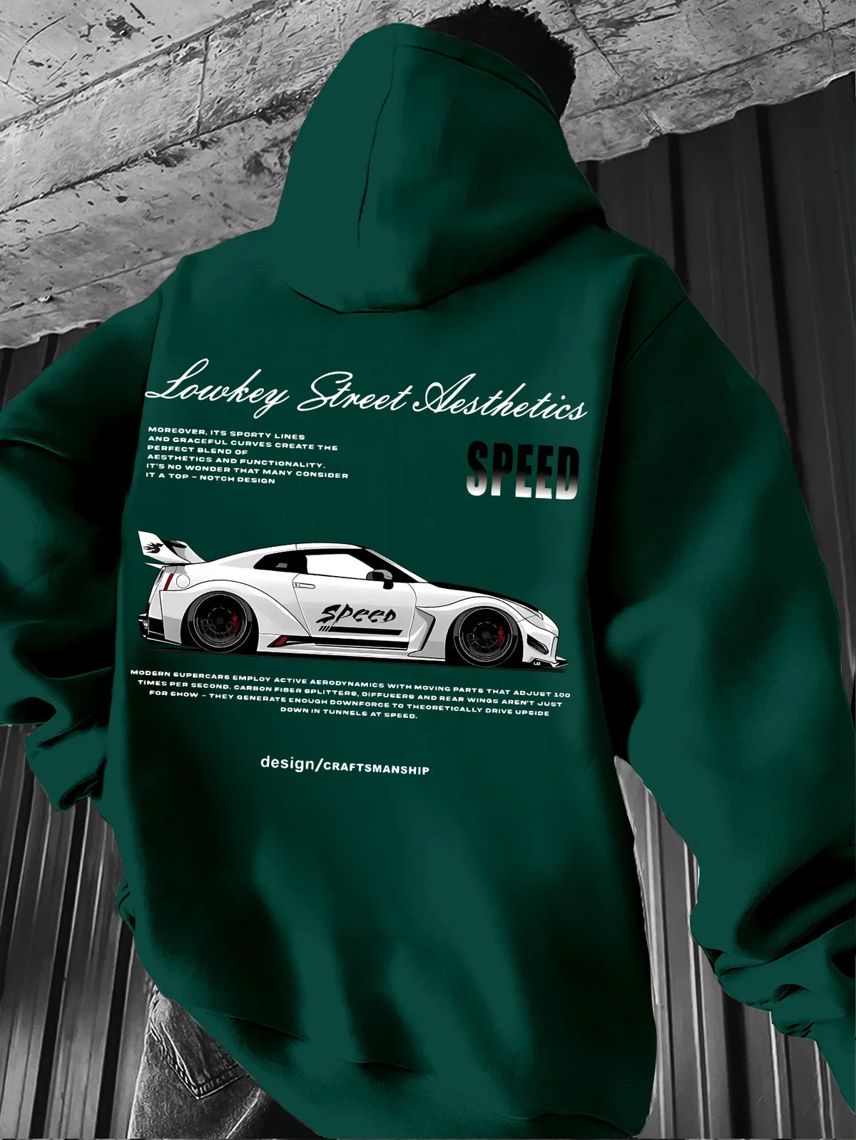 2026 New Arrival Sports Car Graphic Hoodie for Men White Street Racing Aesthetic Pullover with SPFRD Letter Print Streetwear