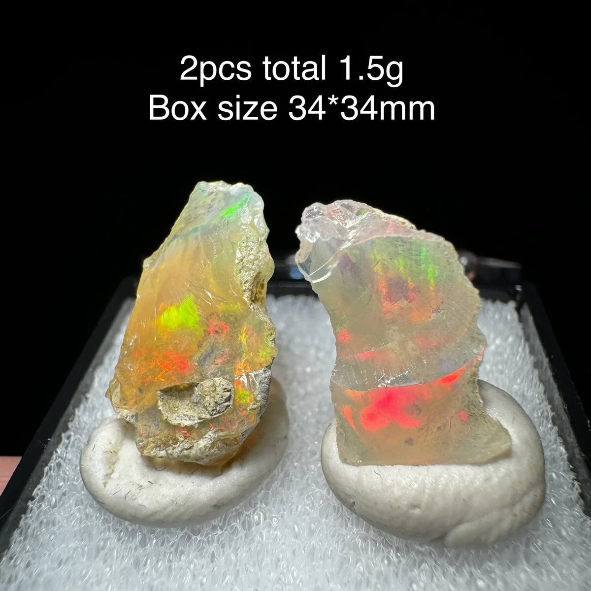 Natural Rare Colorful Ethiopia Opal (No Need Water) Gem Mineral Specimen Box Size:34X34mm (Need Lighting) Sunlight Best