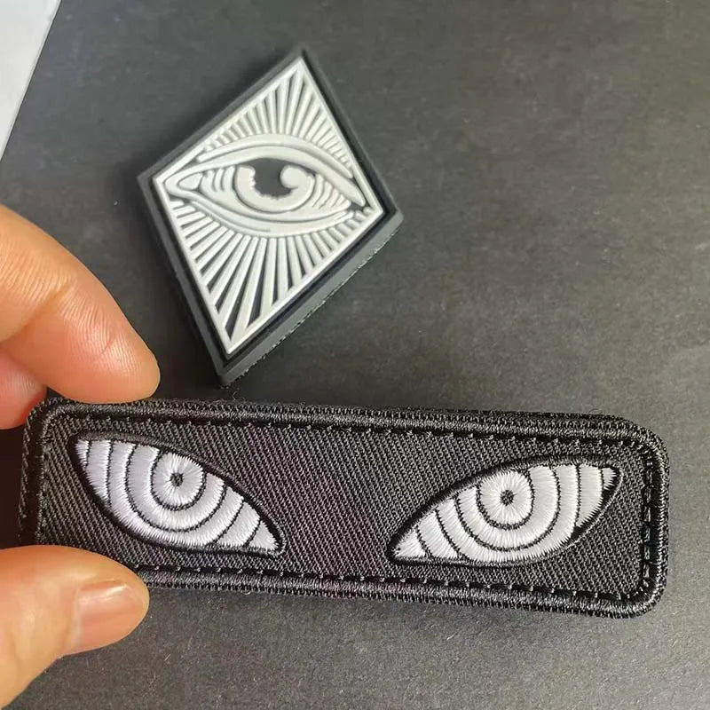 PVC Rhombus Panoramic Eye Patches,Cat Tiger Eyes,Evil Eye Embroidered Clothes Applique, Tactical Patch Gear Noctilucent Badge