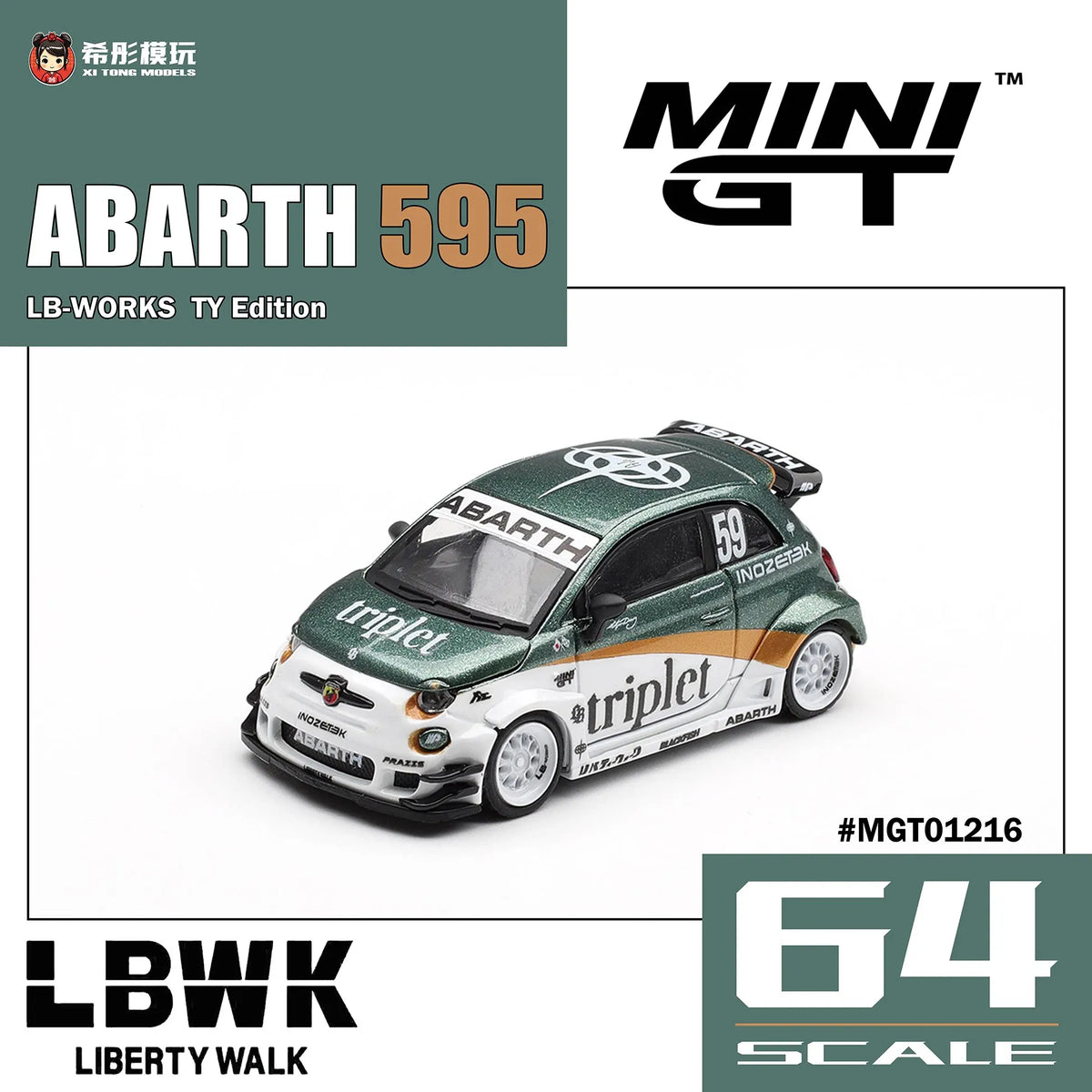 MINIGT 1:64 Abarth 595 LB-WORKS TY Edition TY Special Edition Alloy Car Model