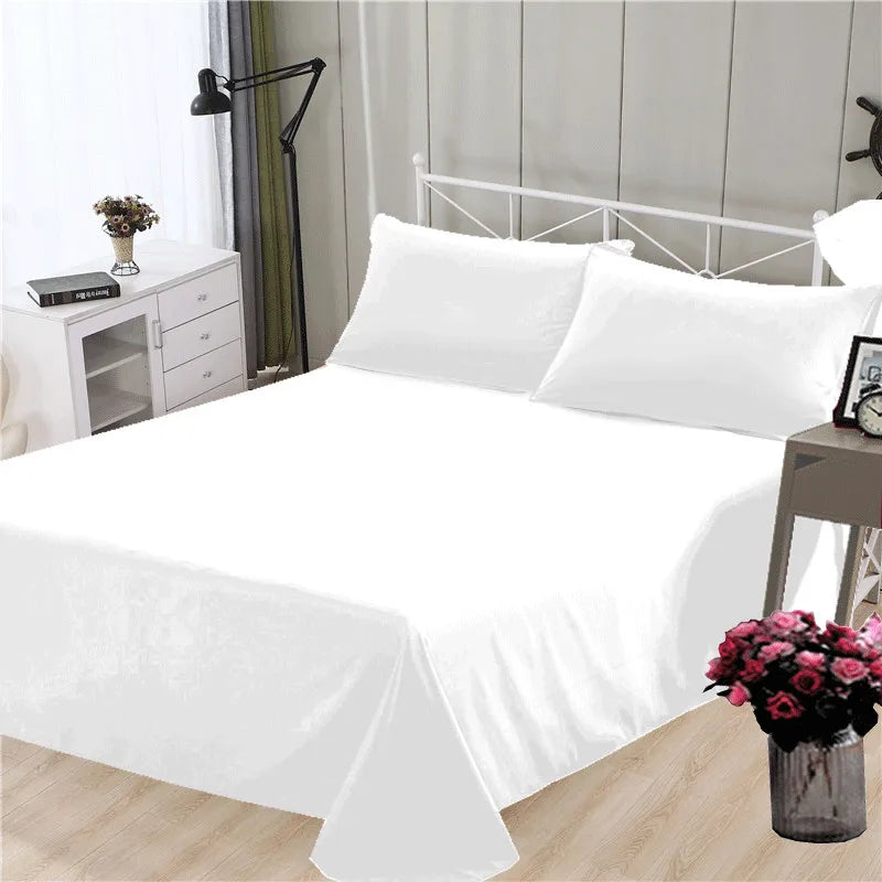Spring Summer Autumn 1Pc 100% Polyester  Flat Sheet Solid Color High Quality Bed Sheet Various Sizes Can Be Customized