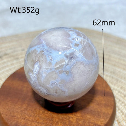 Natural Crystal Blue Flowe Agate Sphere Druzy Geode Painting Gemstones Mineral Energy Home Decorations Room Decor Gift