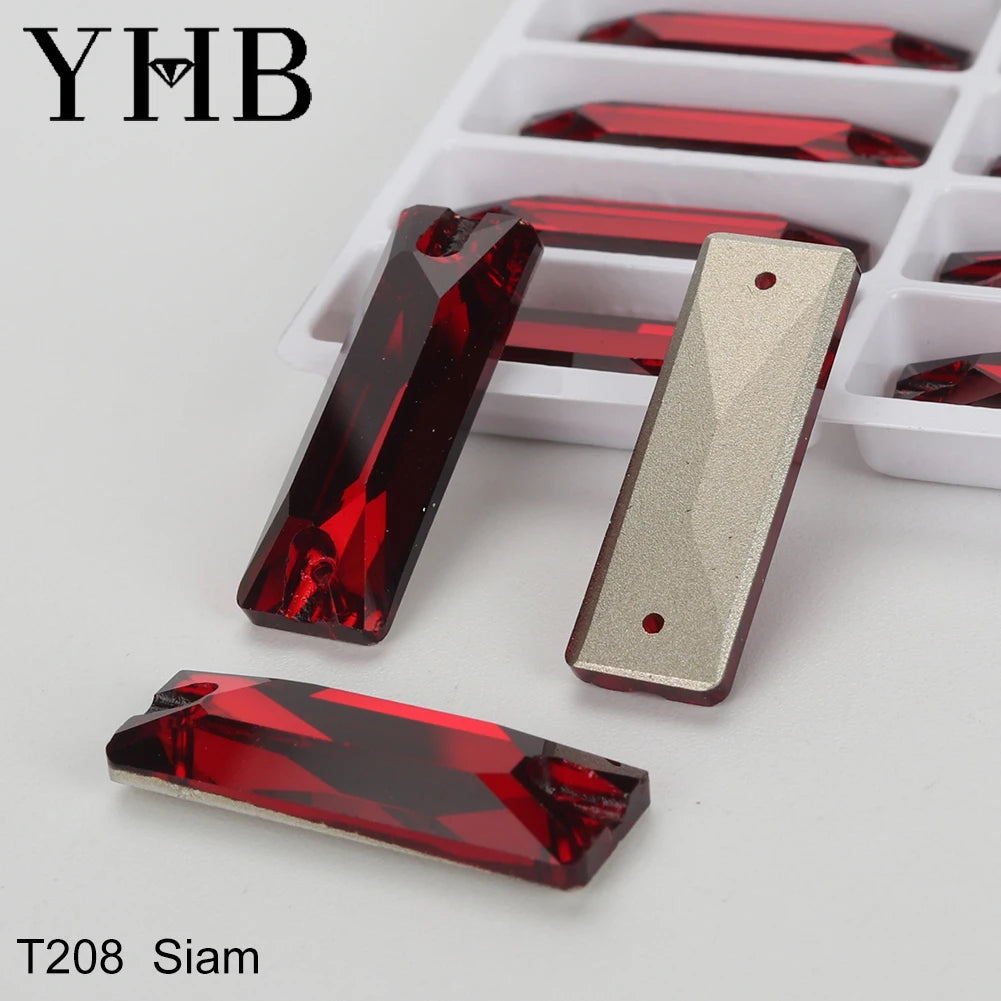 YHB Top Quality Cosmic Baguetee Glass Crystal AB Moonlight Sewing Stones Flatback Sew on Rhinestones For Garment Clothes Bags