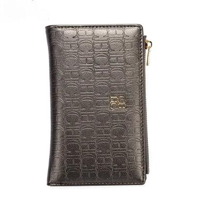 CH Leather Printed Short Women's Wallet Solid Color Versatile Autumn/Winter Luxury 2025 New Multi Scene Available Coin Card Bag