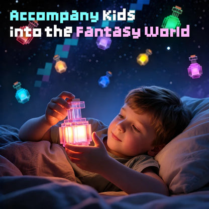Rechargeable Night Light Mini 7 Color Liquid Medicine Bottle Pixel Wind Peripheral Design Game Toy Bedroom Decor Lamp Kids Gifts